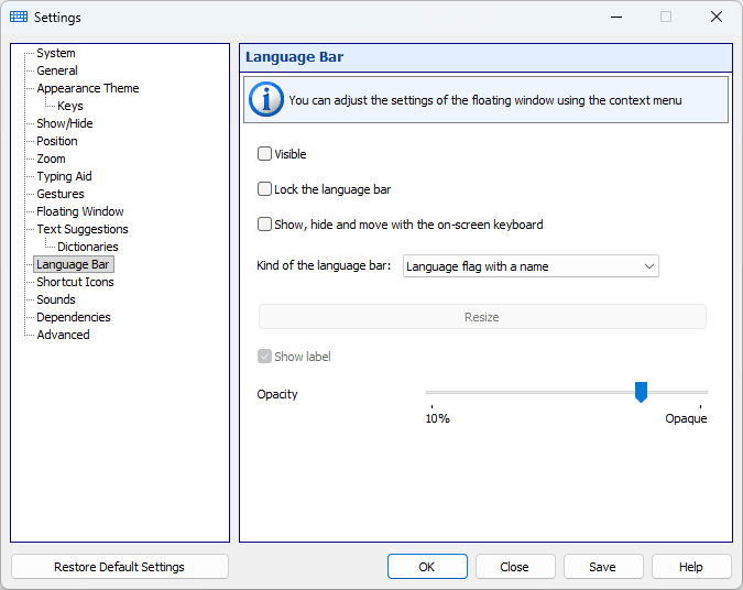 Language Bar