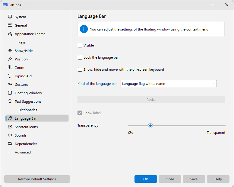 Language Bar