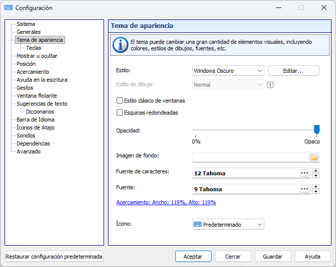 Tema de apariencia