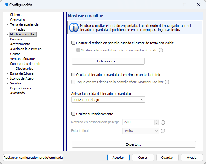 Mostrar u ocultar