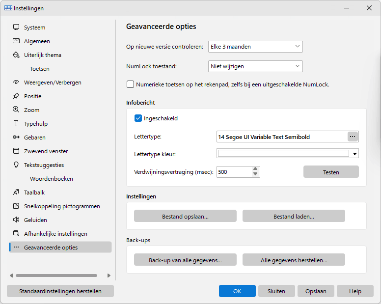 Geavanceerde opties