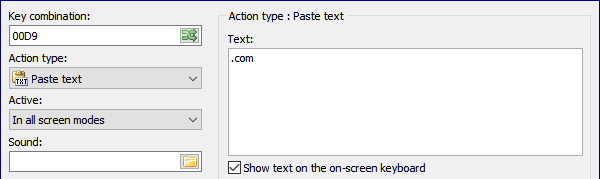 How to create a key with the .com text