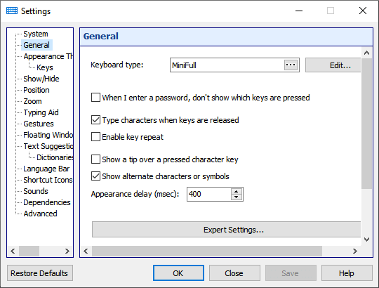 Tastatureinstellungen