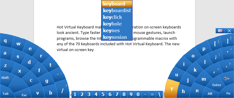 تقسيم لوحة المفاتيح على الشاشة